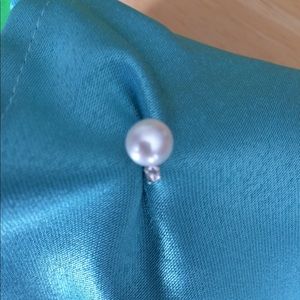 Pearl with small cubic zirconium diamond earrings